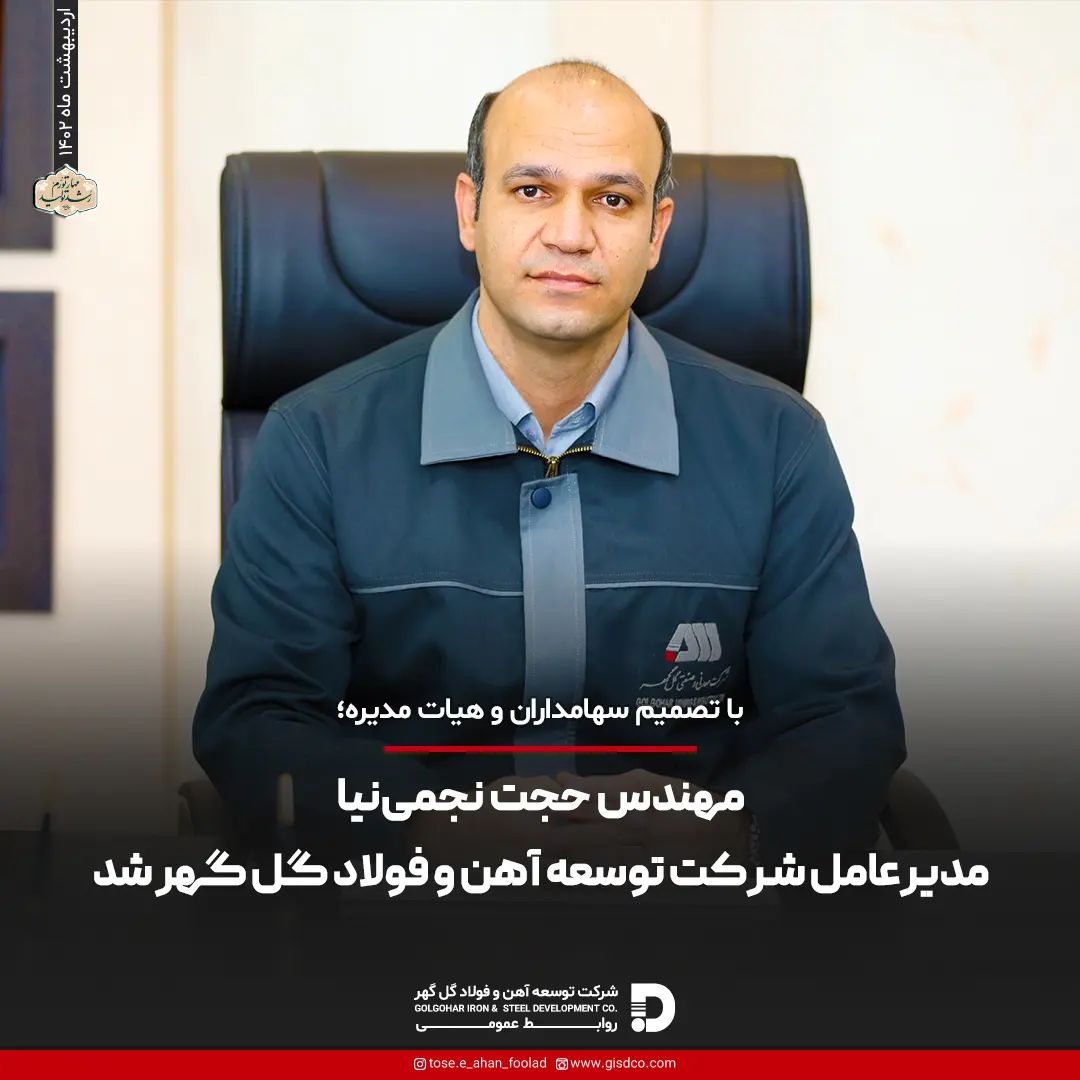 تصویر حجت نجمی‌نیا مدیرعامل شرکت توسعه آهن و فولاد گل گهر شد