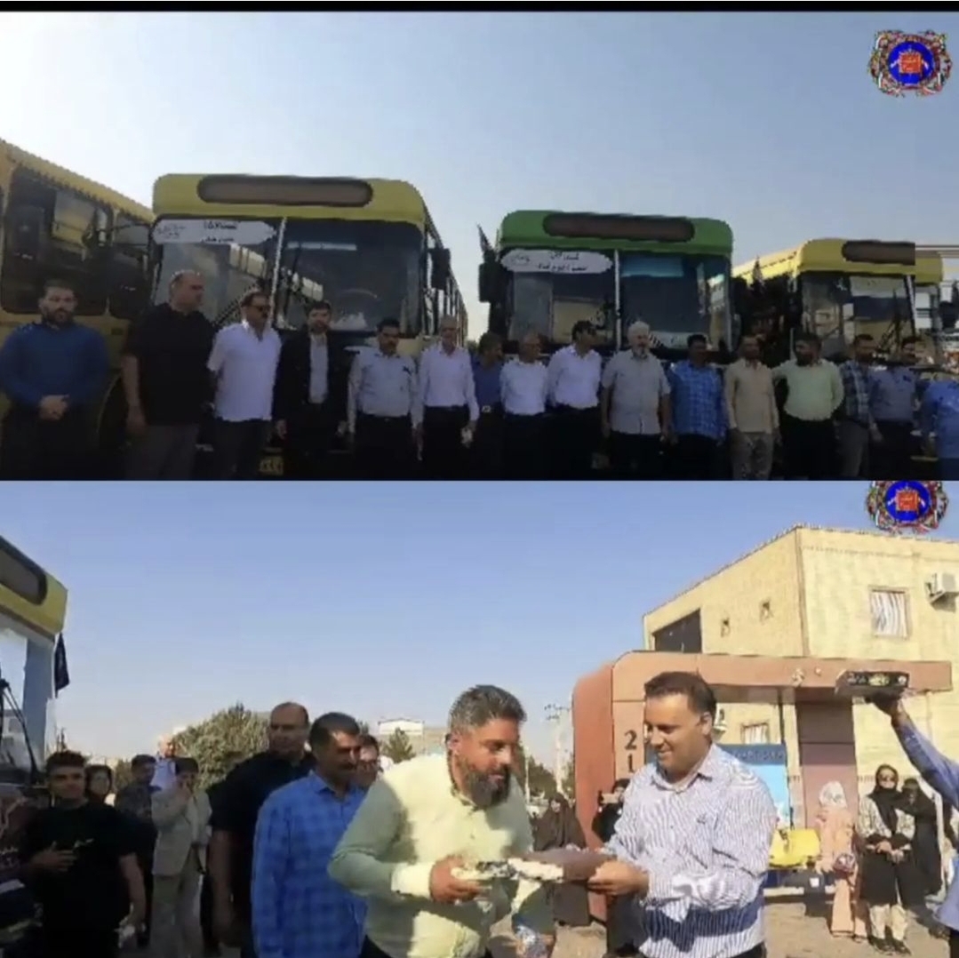تصویر اعزام ۷ دستگاه اتوبوس از شهرداری سیرجان به مرز شلمچه